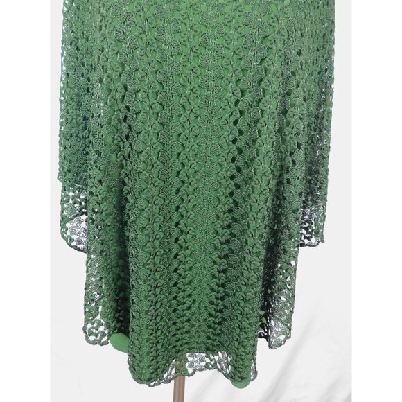 Olivia Blu XL Green Crochet Lace Poncho Blouse Boho Witch - Picture 3 of 11